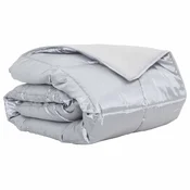 Vidaxl Poletna odeja srebrna 200 x 240 cm Satin in mikrovlakna