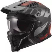 Kaciga za trial motocikl LS2 OF606 Drifter Gas mat sivo-crvena