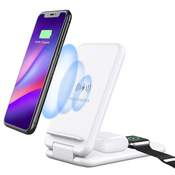 Bezicni punjac B-13 3u1 za iPhone,Airpods,Apple Watch 15W, Beli