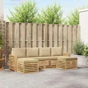 Set vanjskih sofa 6 pcs Bijela i bež 257 x 122,5 x 73 cm