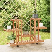 shumee vidaXL Stojalo za rastline na kolesih 110x25x78 cm masivni jelkov les