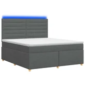 vidaXL Postelja boxspring z vzmetnico Temno siva 140 x 200 cm Blago