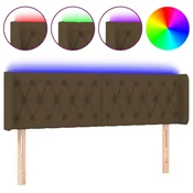 Vidaxl LED posteljno vzglavje temno rjavo 163x16x78/88 cm blago