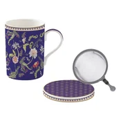 Mug with infuser and lid, porcelain, 350 ml, Magie DOrient Purple -