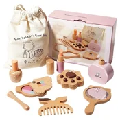 Kinder Home Deciji drveni kozmeticki set šminka za igru uloga, torba, montesori ( HL005 )