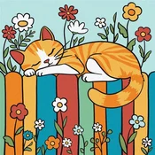 Rayher. Slikanje po številkah Kids, Cat on the fence, 25x25cm