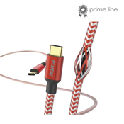 HAMA "reflektirajući" kabel za punjenje, USB-C - USB-C, 1,5 m, najlon, crveni