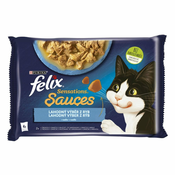 Felix macja hrana Sensations Sauces s bakalarom i srdelama, 12 (4x85 g)