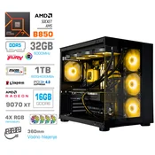 Računalnik MEGA MT S5 R7-7700X/RX9070 XT/32GB-DDR5/1TB-4.0/750W/Brez OS/črna RGB + Estetski napajalni kabli [Rumena/Črna)