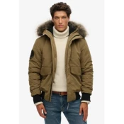 Superdry za moške. M5011742A Everest zelena prešita bomber jakna s kapuco (M), Priložnostno, Poliester