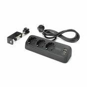 Digitus razdelilec 3x220V 2xUSB TipA TipC 1,5m namizni črn DA-70625
