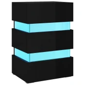 LED nocni ormaric sjajni crni 45 x 35 x 67 cm konstruirano drvo