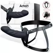 Action STRAP-ON Action Hollow Dildo Silicone Black (L)