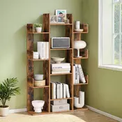 Songmics Knižna omara v obliki drevesa 86x25x140 cm rjava