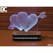 Black Cut 3D Lampa jednobojna - Srca i strela ( B002 )