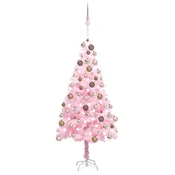 Umjetno osvijetljeno božicno drvce s kuglicama rozo 180 cm PVC