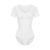cfab Oblikovanje postave T-Shirt Bodysuit Sculpting Shapewear mit Slip bela