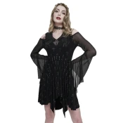 Ženska obleka DEVIL FASHION - Gothic Dress with Tulle Sleeves - SKT152