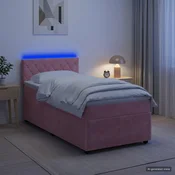 vidaXL Postelja boxspring z vzmetnico Roza 90 x 190 cm Žamet