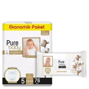 Pure Baby Pelene sa organskim pamukom velicine 5 76 pelena + vlažne maramice 90 komada