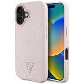 slomart Etui Guess Grained Hot Stamp Peony Triangle Logo MagSafe za iPhone 16 - roza