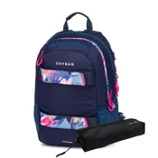 Studentski ruksak + etui OXY Sport Flowers Blue