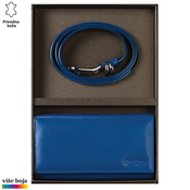 Princ Leather Ženski poklon set novcanik i kaiš, Plavi