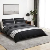 Vidaxl Komplet prevleke za odejo črne črte 140x200 cm bombaž