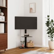 vidaXL Kotno TV stojalo 2-nadstropno za 32-65 črno