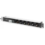 DIGITUS 1U Aluminum PDU, rackmountable 6x safety outlet,16A, 4000W, 250VAC 50/60Hz,