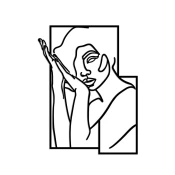 Wallxpert Zidna dekoracija Woman 2 M, 50x38cm, Crna