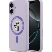 Karl Lagerfeld Liquid Silicone Karl and Choupette MagSafe Zadní Kryt pro iPhone 17 Purple