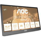 AOC 16T3EA prenosni monitor - 39.6cm (15.6), FHD (1920 x 1080), IPS, 60Hz, 4ms, 1x USB-C (DP Alt način, podatki, PD 15W) - 16T3EA-A
