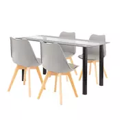Zelma 4+1 jedilni set črno-siv