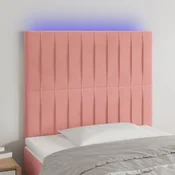 Vidaxl vidaXL Vzglavje postelje z LED svetlo roza 80x5x118/128 cm žamet