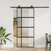vidaXL vidaXL Drsna vrata z opremo črna 90x205 cm kaljeno steklo, (22048493)