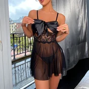 NEGLIŽE Carlina Black - črna čipka, prosojen material, erotično perilo