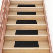 Vidaxl Preproge za stopnice samolepilne 30 kosov 60 x 25 cm črne pravokotne