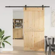 vidaXL Drsna vrata NARVIK Naravna in črna 100 x 210 cm (213,5 cm)