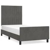 Vidaxl Posteljni okvir brez vzmetnice temno siv 90x200 cm žamet