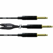 Cordial Kabel s REAN jack konektorom CORDIAL 3 m, 6,3 mm/2X jack 6,3 mm