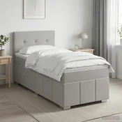 vidaXL Postelja boxspring z vzmetnico Svetlo siva 90 x 200 cm Blago