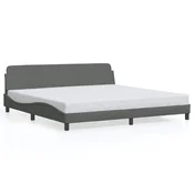 Vidaxl Posteljni okvir Dover temno siv 200x200 cm blago