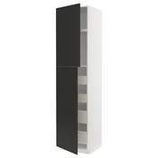 METOD / MAXIMERA Vis.el. s 2 vrata/4 fioke, bela/Nickebo boja antracita, mat, 60x60x240 cm