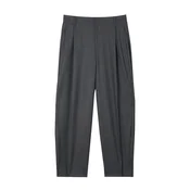 GOBI Cashmere Hlače na rob Barrel-Leg Cashmere Pants antracit