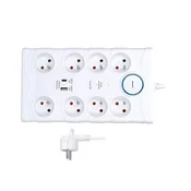 Solight prenaponska zaštita, 8z, USB A+C, 2 m, bijela