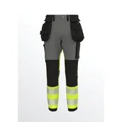 shumee Delovne hlače TENSION PRO Hi-Vis BoSafety, raztegljive v 4 smeri, trpežne, sive/rumene 52