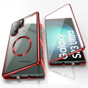 Magnetni Full-Body ovitek s steklom Stronghold MagLock za Samsung S23 FE- titanium red