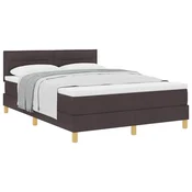Vidaxl Postelja z vzmetnico z blazino Temno rjava 140 x 190 cm blago
