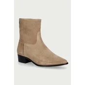 Škornji Tommy Hilfiger Suede Ankle Boot W Zip FW0FW09922 Bež